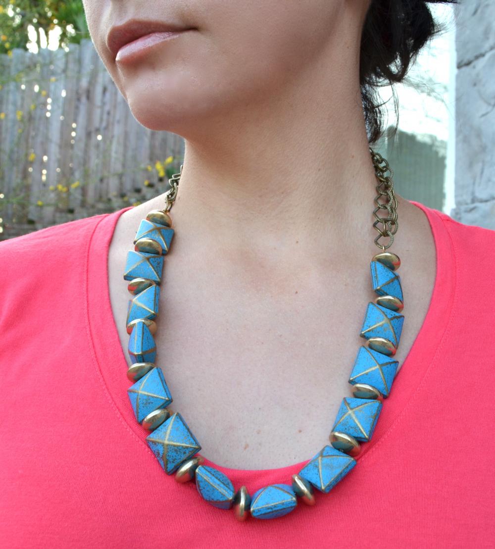 Golden X Turquoise Goddess Necklace