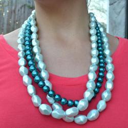Teal and Mint Pearl necklace